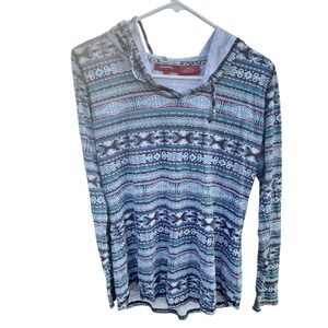 Panhandle Slim Womens Southwestern Geometric Hoodie Blue Purple J8-5591 Large